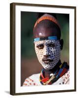 Karo Warrior in Traditional Body Paint, Ethiopia-Janis Miglavs-Framed Photographic Print