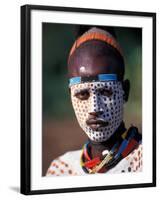 Karo Warrior in Traditional Body Paint, Ethiopia-Janis Miglavs-Framed Photographic Print