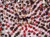 Castell human tower in front of the City Hall during the Festa Major Festival-Karol Kozlowski-Photographic Print