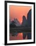 Karst Hills Along the River Bank, Li River, Yangshuo, Guangxi, China-Keren Su-Framed Photographic Print