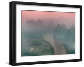 Karst Hills with Li River in Early Morning Mist, China-Keren Su-Framed Premium Photographic Print