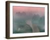 Karst Hills with Li River in Early Morning Mist, China-Keren Su-Framed Photographic Print