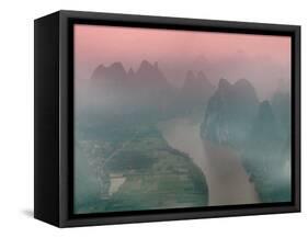 Karst Hills with Li River in Early Morning Mist, China-Keren Su-Framed Stretched Canvas