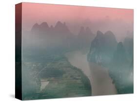 Karst Hills with Li River in Early Morning Mist, China-Keren Su-Stretched Canvas