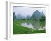 Karst Limestone Landscape Typical of the Region South of Guilin, Guangxi, Yangshuo, China-Robert Francis-Framed Photographic Print