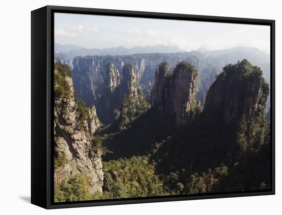 Karst Limestone Rock Formations at Zhangjiajie Forest Park, Wulingyuan Scenic Area, Hunan Province-Christian Kober-Framed Stretched Canvas