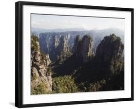 Karst Limestone Rock Formations at Zhangjiajie Forest Park, Wulingyuan Scenic Area, Hunan Province-Christian Kober-Framed Photographic Print