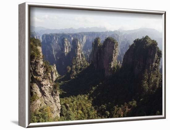 Karst Limestone Rock Formations at Zhangjiajie Forest Park, Wulingyuan Scenic Area, Hunan Province-Christian Kober-Framed Photographic Print