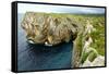 Karst Limestone Sea Cliffs at Pria, with Picos de Europa Mountains, Near Llanes, Asturias, Spain-Nick Upton-Framed Stretched Canvas