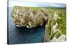 Karst Limestone Sea Cliffs at Pria, with Picos de Europa Mountains, Near Llanes, Asturias, Spain-Nick Upton-Stretched Canvas