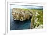 Karst Limestone Sea Cliffs at Pria, with Picos de Europa Mountains, Near Llanes, Asturias, Spain-Nick Upton-Framed Photographic Print