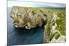 Karst Limestone Sea Cliffs at Pria, with Picos de Europa Mountains, Near Llanes, Asturias, Spain-Nick Upton-Mounted Photographic Print