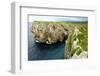 Karst Limestone Sea Cliffs at Pria, with Picos de Europa Mountains, Near Llanes, Asturias, Spain-Nick Upton-Framed Photographic Print