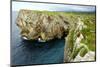 Karst Limestone Sea Cliffs at Pria, with Picos de Europa Mountains, Near Llanes, Asturias, Spain-Nick Upton-Mounted Photographic Print