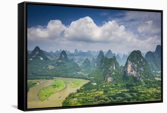 Karst Mountain Landscape in Xingping, Guangxi Province, China.-SeanPavonePhoto-Framed Stretched Canvas