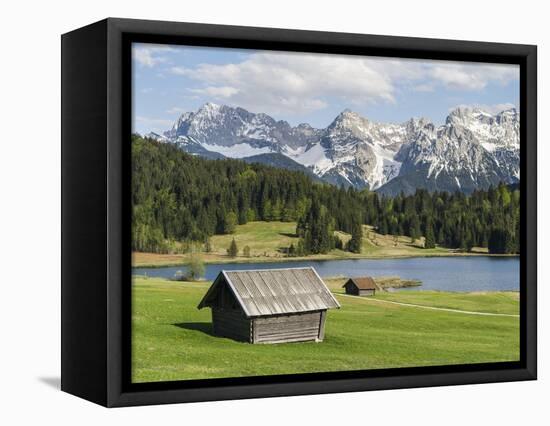 Karwendel Mountain Range, Mittenwald, Lake Wagenbruch, Bavaria-Martin Zwick-Framed Stretched Canvas