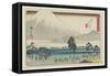 Kashiwahara Rest Area by the Pond with View of Mt. Fuji, Hara, 1841-1842-Utagawa Hiroshige-Framed Stretched Canvas