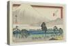 Kashiwahara Rest Area by the Pond with View of Mt. Fuji, Hara, 1841-1842-Utagawa Hiroshige-Stretched Canvas