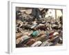 Kashmiri Eartquake Survivors Pray Amid the Debris of a Destroyed Building During the Eid Al-Fitr-null-Framed Photographic Print