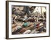 Kashmiri Eartquake Survivors Pray Amid the Debris of a Destroyed Building During the Eid Al-Fitr-null-Framed Photographic Print