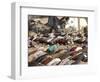 Kashmiri Eartquake Survivors Pray Amid the Debris of a Destroyed Building During the Eid Al-Fitr-null-Framed Photographic Print