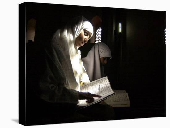 Kashmiri Muslim Girls Read the Holy Quran at Jamia Masjid in Downtown Area of Srinagar, India-null-Stretched Canvas