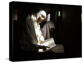 Kashmiri Muslim Girls Read the Holy Quran at Jamia Masjid in Downtown Area of Srinagar, India-null-Stretched Canvas