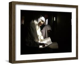 Kashmiri Muslim Girls Read the Holy Quran at Jamia Masjid in Downtown Area of Srinagar, India-null-Framed Photographic Print