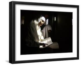 Kashmiri Muslim Girls Read the Holy Quran at Jamia Masjid in Downtown Area of Srinagar, India-null-Framed Photographic Print