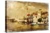 Kastelorizo Bay - Artistic Retro Styled Picture-Maugli-l-Stretched Canvas