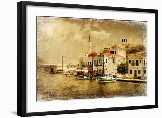 Kastelorizo Bay - Artistic Retro Styled Picture-Maugli-l-Framed Art Print
