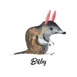 Australian Animals Watercolor Illustration Hand Drawn Wildlife Isolated on a White Background. Bilb-Kat_Branch-Art Print