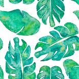 Aqua Leaves On White-Kat Papa-Art Print