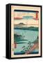 Katada No Rakugan-Utagawa Hiroshige-Framed Stretched Canvas