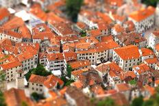 Tilt-Shift Miniature Effect of Bird Eye View of Buildings in Kotor Old Town, Montenegro-katatonia82-Framed Photographic Print