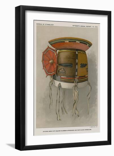 Katcina Mask with Squash Blossom Appendage and Rain Cloud Symbolism-null-Framed Giclee Print