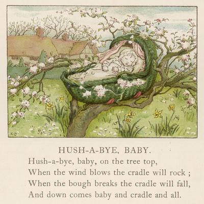 Baby Sleeps in Its Cradle Among the Apple Blossom Unaware of the Danger That