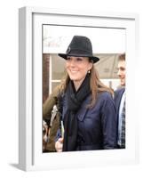 Kate Middleton, the girlfriend of Prince William, arrives at Cheltenham Racecourse in Gloucstershir-null-Framed Photographic Print