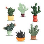 Colorful Illustration of Succulent Plants and Cactuses in Pots. Vector Botanical Graphic Set with C-kateja-Art Print