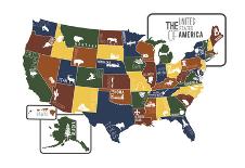 USA Map (bright)-Katelyn Lynch-Giclee Print