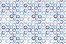 Seamless Pattern of Watercolor Blue Circles in Polka Dot Style-Katerina Izotova Art Lab-Framed Stretched Canvas