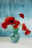 Bouquet of Red Poppy Flowers in Glass Vase. Toned Image. Copy Space. Holiday Background-Kateryna Ovcharenko-Photographic Print