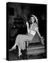 Katharine Hepburn in chair Smoking Cigarette in Scene from Broadway Show "The Philadelphia Story"-Alfred Eisenstaedt-Stretched Canvas