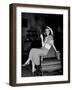 Katharine Hepburn in chair Smoking Cigarette in Scene from Broadway Show "The Philadelphia Story"-Alfred Eisenstaedt-Framed Premium Photographic Print