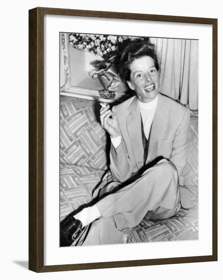 Katharine Hepburn in England in 1952-null-Framed Photo