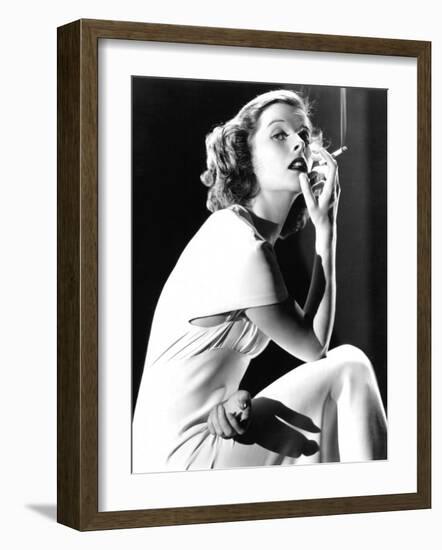 Katharine Hepburn Smoking, 1930s-null-Framed Photo