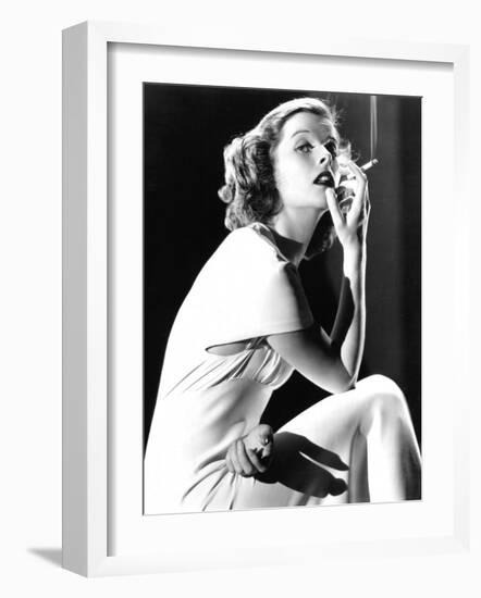 Katharine Hepburn Smoking, 1930s-null-Framed Photo