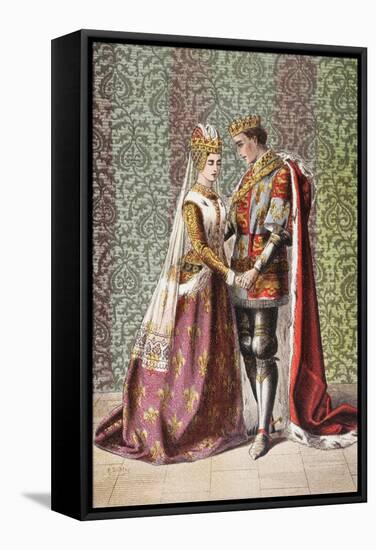 Katharine Speaks in Henry V, Act V, Scene II, 'Dat Is as it Sall Please De Roi Mon Pere', from…-Robert Dudley-Framed Stretched Canvas