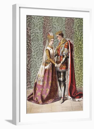 Katharine Speaks in Henry V, Act V, Scene II, 'Dat Is as it Sall Please De Roi Mon Pere', from…-Robert Dudley-Framed Giclee Print