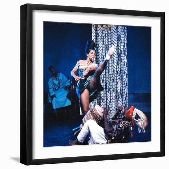 Katherine Dunham with Drummer, Ladji Camara During Sequence in Dance Revue "Bamboche"-Allan Grant-Framed Premium Photographic Print